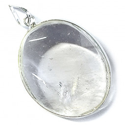Pendentif Ovale en Cristal de Roche & Argent