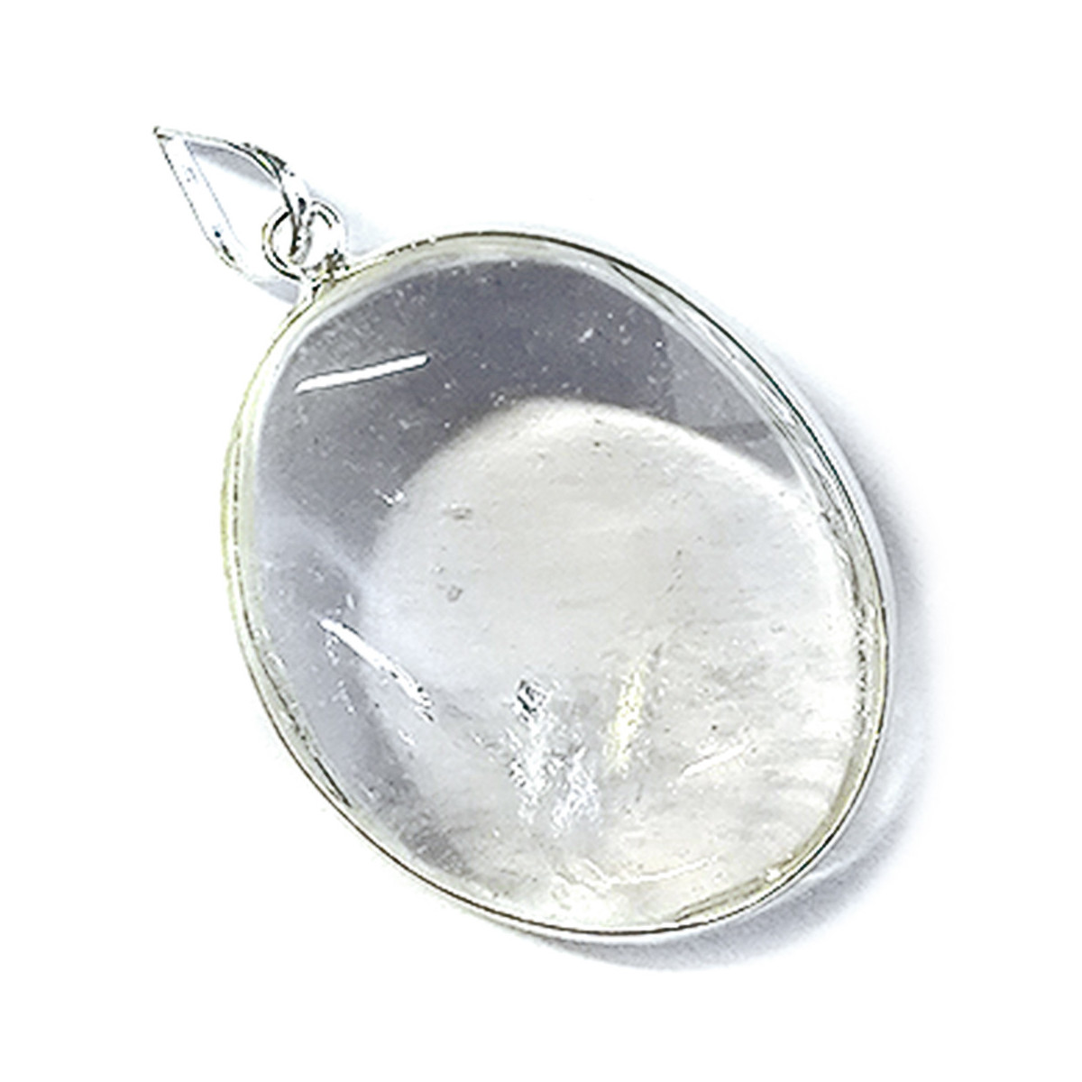 Pendentif Ovale en Cristal de Roche & Argent