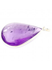 Pendentif Goutte En Améthyste Naturelle Plaqué Or 18K - Pierre Mauve 18 Mm