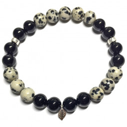 Bracelet en Jaspe Dalmatien & Onyx