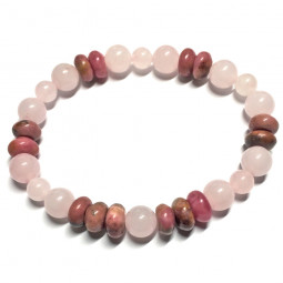 Bracelet en Rhodonite & Quartz Rose