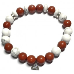 Bracelet en Jaspe Rouge & Howlite