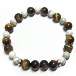 Bracelet en Oeil de Tigre & Howlite