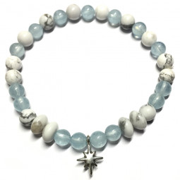 Bracelet en Aigue Marine & Howlite