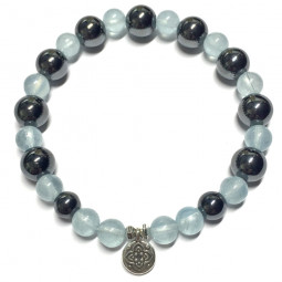 Bracelet en Aigue Marine & Hématite
