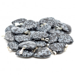 Pendentif Coeur en Obsidienne Neige