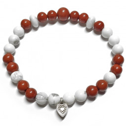 Bracelet en Jaspe Rouge & Howlite