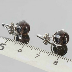 Boucles d'Oreilles en Quartz Fumé & Argent