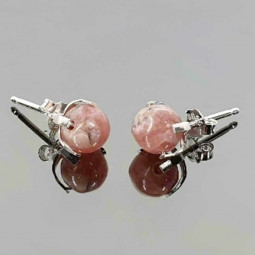 Boucles d'Oreilles en Rhodochrosite & Argent