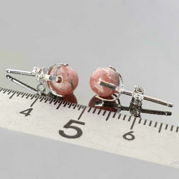 Boucles d'Oreilles en Rhodochrosite & Argent