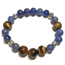 Bracelet en Oeil de Tigre & Aventurine Bleue