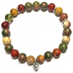 Bracelet en Jaspe Mokaïte & Unakite