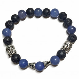 Bracelet en Basalte & Aventurine Bleue