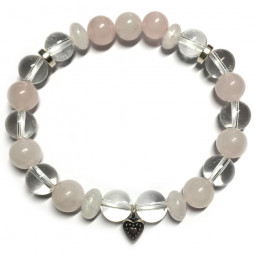 Bracelet en Quartz Rose & Cristal de Roche