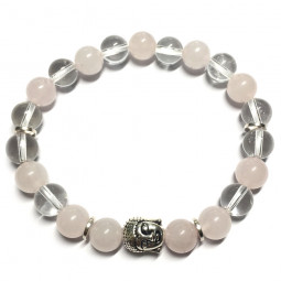 Bracelet en Quartz Rose & Cristal de Roche