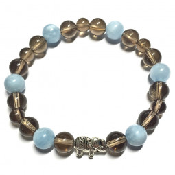 Bracelet en Aigue Marine & Quartz Fumé