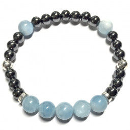 Bracelet en Aigue Marine & Hématite