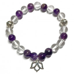 Bracelet en Cristal de Roche & Améthyste