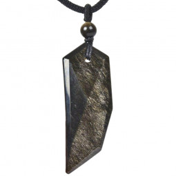 Pendentif en Obsidienne Dorée