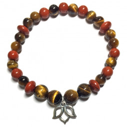 Bracelet en Jaspe Rouge & Oeil de Tigre