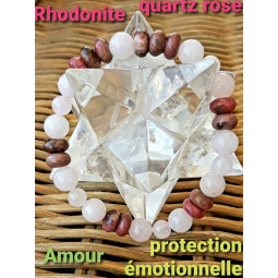 Bracelet en Rhodonite & Quartz Rose