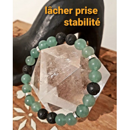 Bracelet en Aventurine Verte & Basalte