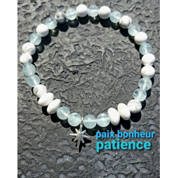 Bracelet en Aigue Marine & Howlite
