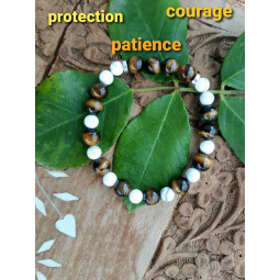 Bracelet en Oeil de Tigre & Howlite