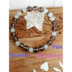 Bracelet en Aigue Marine & Quartz Fumé