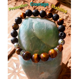 Bracelet en Oeil de Tigre & Basalte