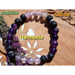 Bracelet en Fluorite & Basalte