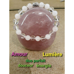 Bracelet en Quartz Rose & Cristal de Roche
