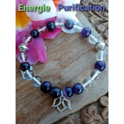 Bracelet en Cristal de Roche & Améthyste