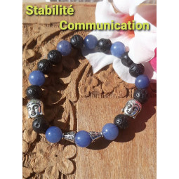 Bracelet en Basalte & Aventurine Bleue