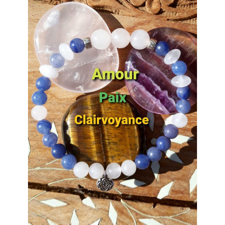 Bracelet en Quartz Rose & Aventurine Bleue