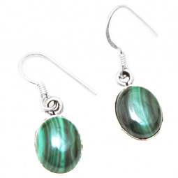 Boucles d'Oreilles en Malachite & Argent