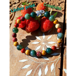 Bracelet en Jaspe Mokaïte & Agate Mousse