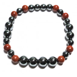 Bracelet en Jaspe Rouge & Hématite