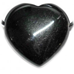 Pendentif Coeur en Obsidienne Argentée