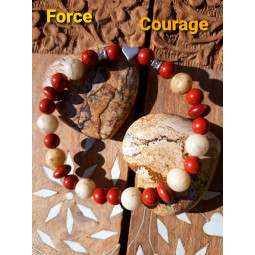 Bracelet en Jaspe Rouge & Feldspath