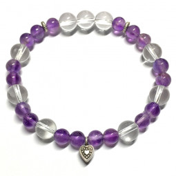 Bracelet en Cristal de Roche & Améthyste