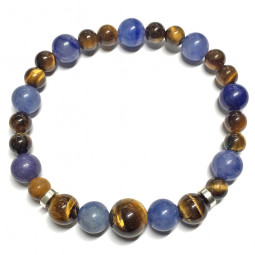 Bracelet en Oeil de Tigre & Aventurine Bleue