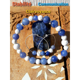 Bracelet en Basalte & Aventurine Bleue