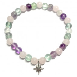 Bracelet en Fluorite & Quartz Rose