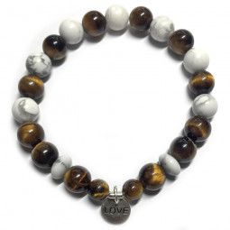 Bracelet en Oeil de Tigre & Howlite