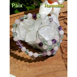 Bracelet en Fluorite & Quartz Rose