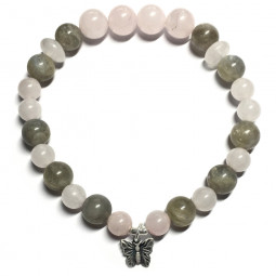 Bracelet en Labradorite & Quartz Rose