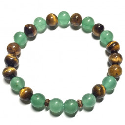 Bracelet en Aventurine Verte & Oeil de Tigre