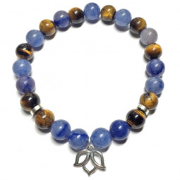 Bracelet en Oeil de Tigre & Aventurine Bleue