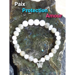 Bracelet en Labradorite & Quartz Rose